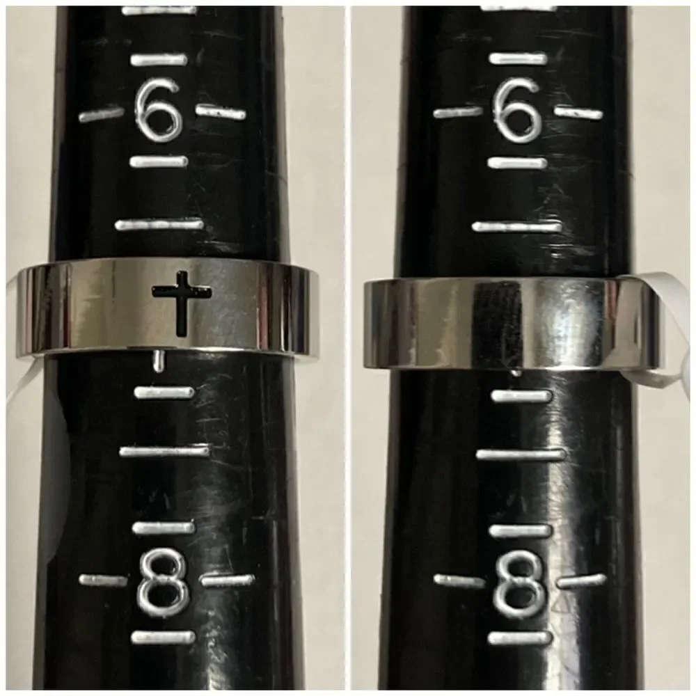 Unisex Stainless Steel Black Easter Cross Ring